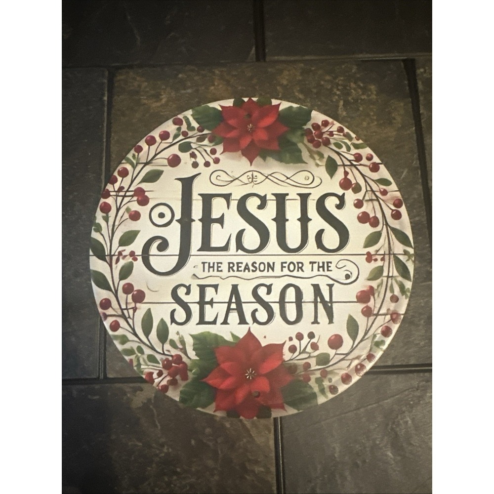 "Jesus is the Reason for the Season" Tin Metal Signs Home Décor 8x8 Christmas